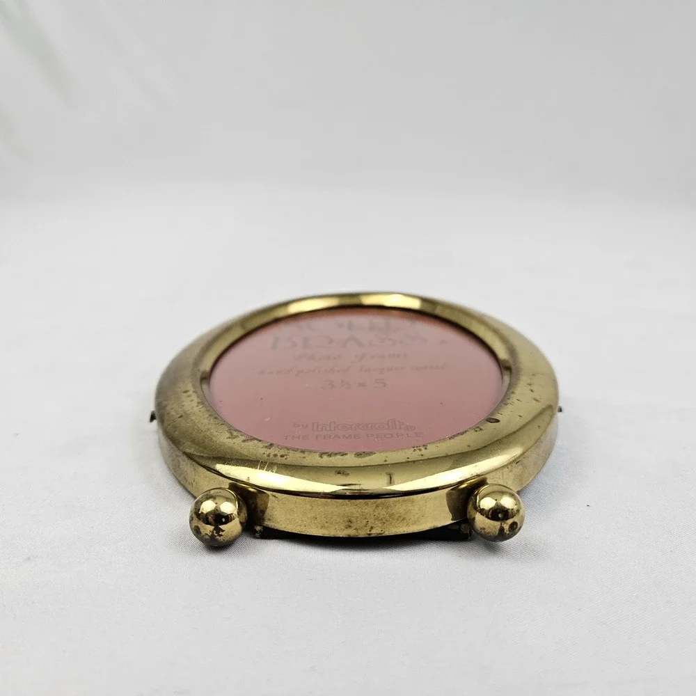 Oval Brass Picture Frame Footed w/Easel Hand Polished Lacquered